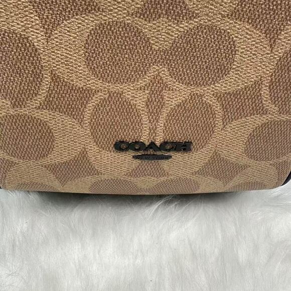 Coach Racer Backpack In Blocked Signature Canvas & Leather Tan/Blue NWT CY775 - Picture 8 of 13